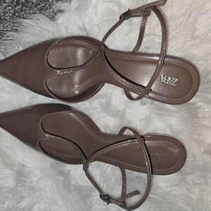 Zara Brown Heels with Pointed Toe and Ankle Straps